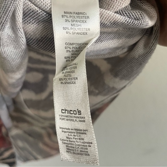 Chicos woman’s scoop neck sweater top size 2 LG floral zebra sophisticated mesh - Picture 8 of 11